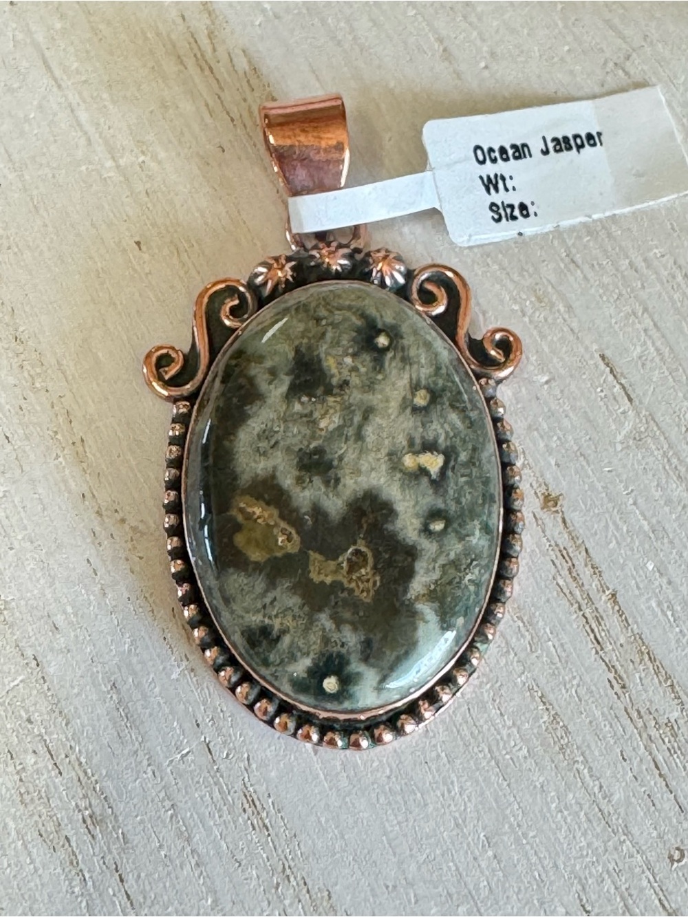 Ocean Jasper Oval COPPER Pendant - Vintage inspired